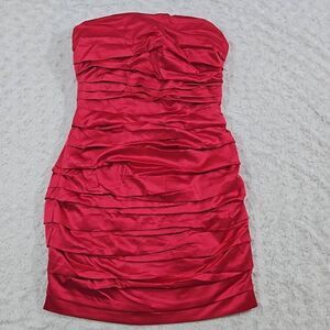 Express women's size 6 red ruched strapless cocktail evening formal dress